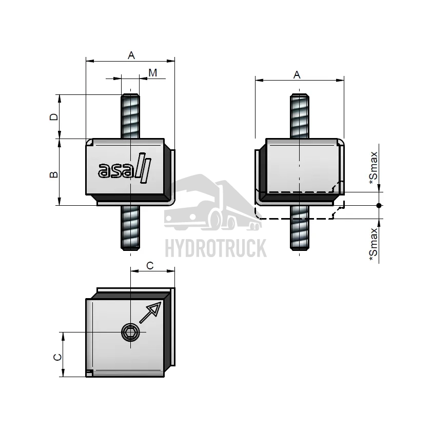 Silentblok ASA typ A 75 kit M12 MDGQ755512AAK