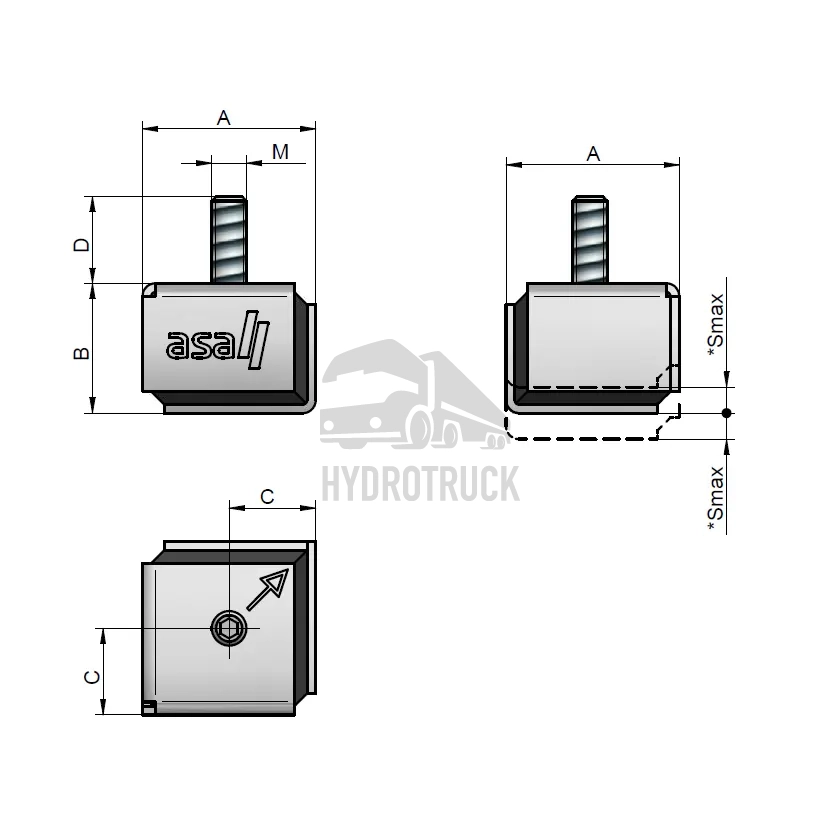 Silentblok ASA typ B 75 kit M12 MDGQ755512AIK